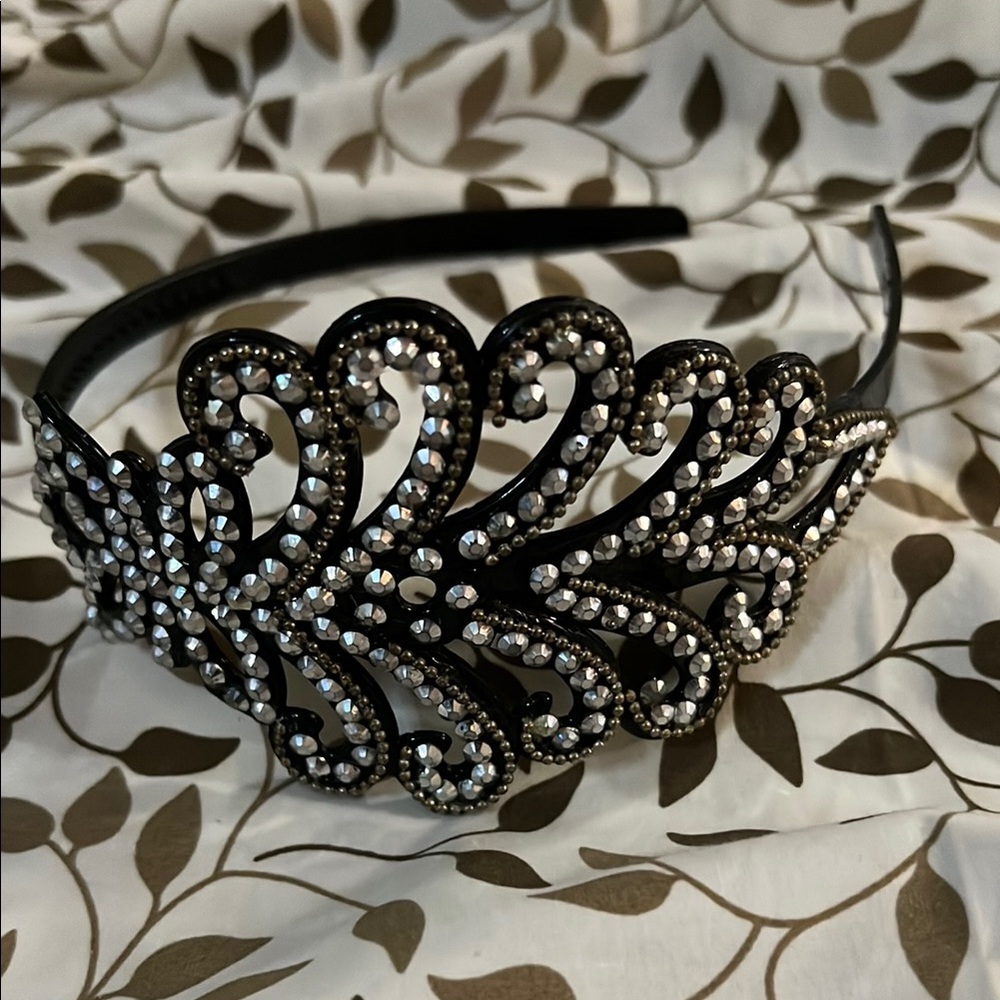 Black and Silver Rhinestone Headband
